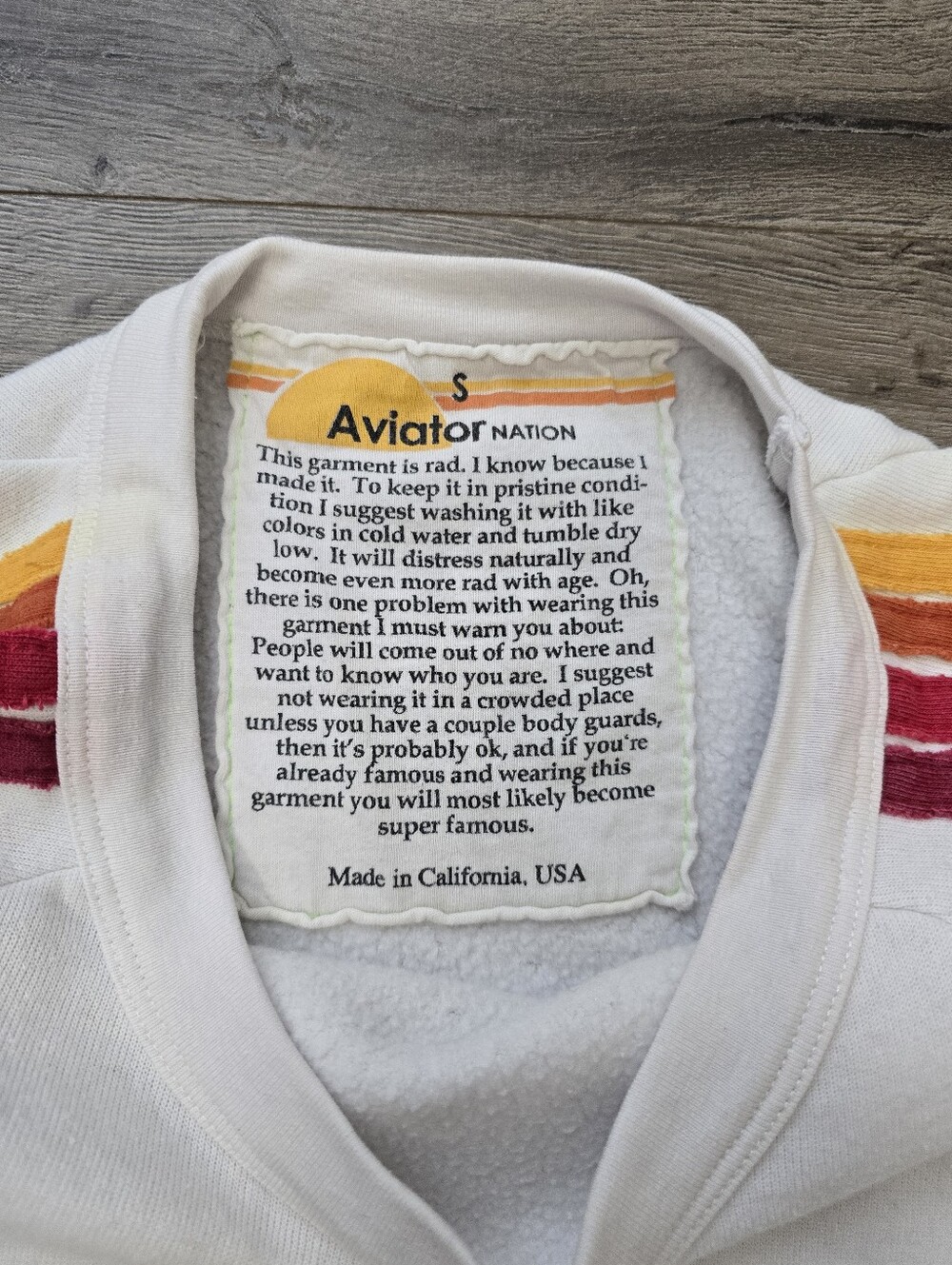 Aviator Nation Vintage Style Rainbow Stripe Sleeves Small - Picture 3 of 8